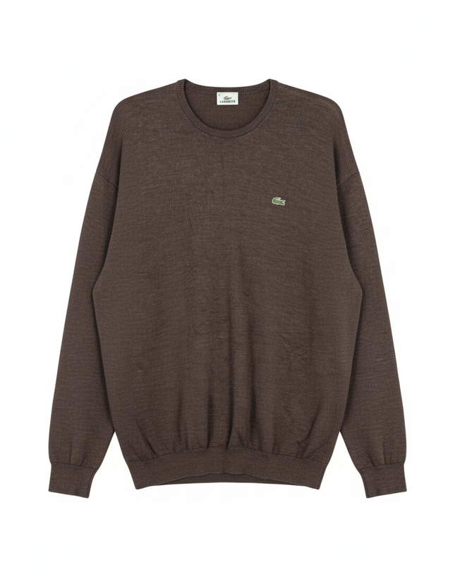 Lacoste Brown Crewneck Knit Sweater