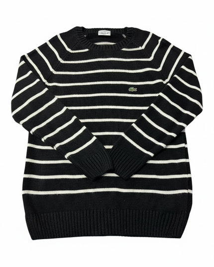 Lacoste Black/White Striped Knit Sweater