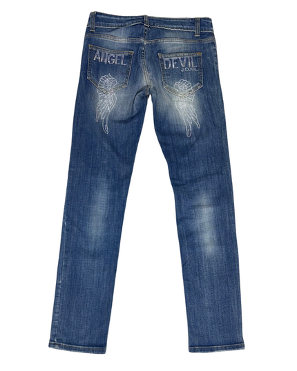 Angel Devil Straight Fit Blue Jeans – Faded Wash – Mid Rise - M | Waist: 28