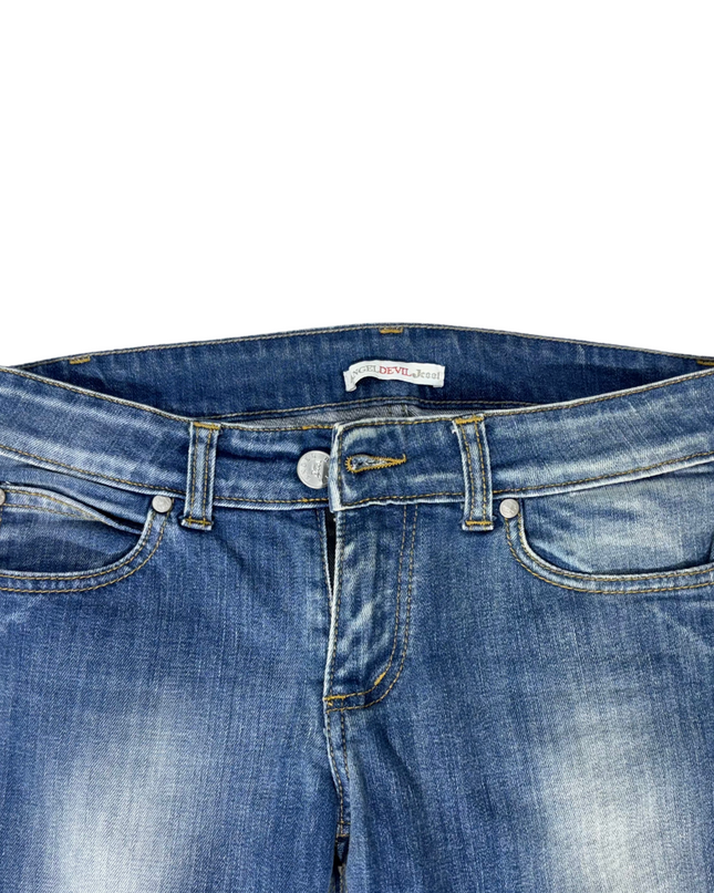 Angel Devil Straight Fit Blue Jeans – Faded Wash – Mid Rise - M | Waist: 28
