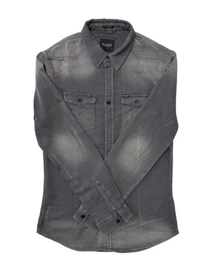 Guess Los Angeles Slim Fit Grey Washed Denim Shirt - S