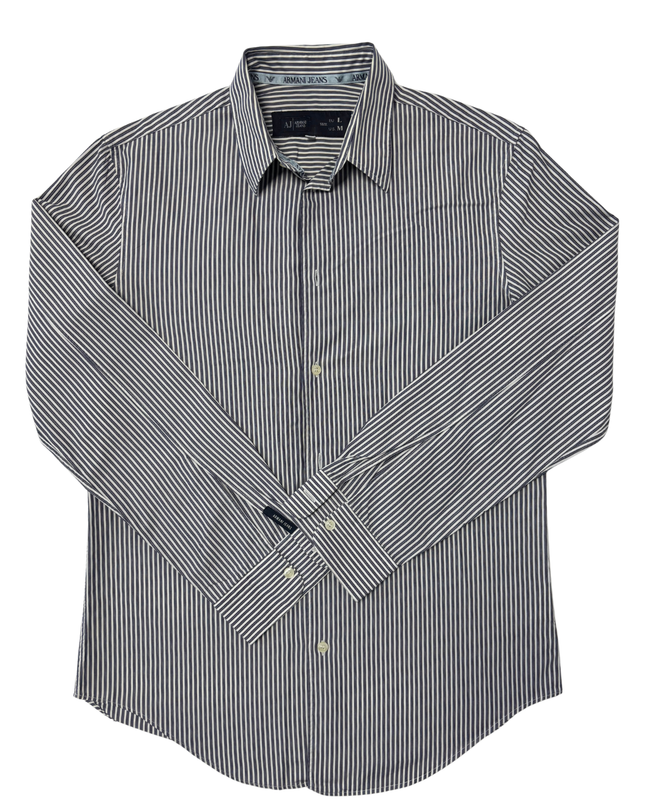 Armani Jeans Striped Long Sleeve Button-Down Shirt