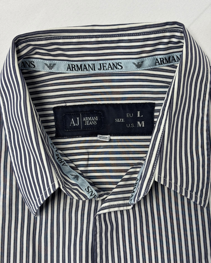 Armani Jeans Striped Long Sleeve Button-Down Shirt