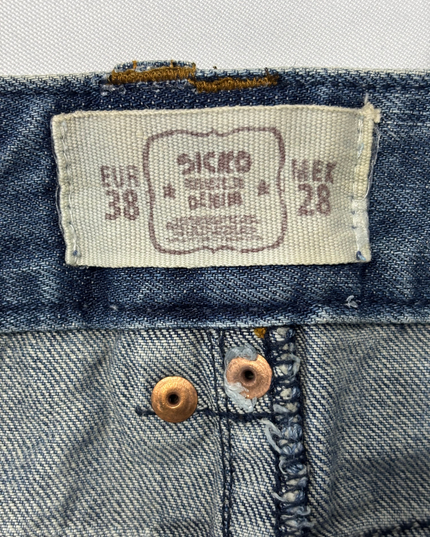 Sicko Distressed Blue Raw Hem Denim Mini Skirt - XL | Waist: 34"
