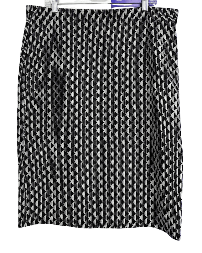 Papaya Black and White Geometric Jacquard Midi Skirt