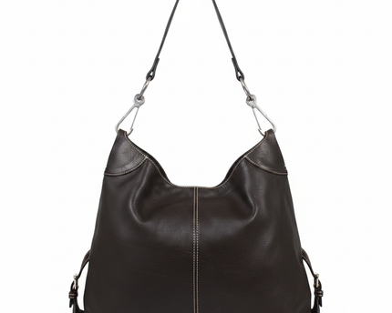 Dooney & Bourke Dark Brown Pebbled Leather Hobo Bag