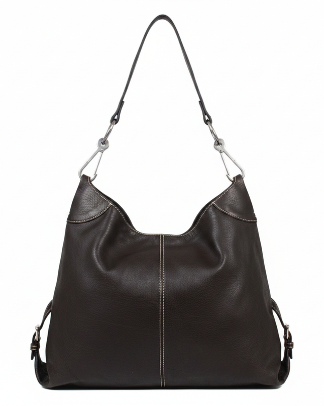 Dooney & Bourke Dark Brown Pebbled Leather Hobo Bag