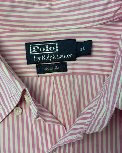 Ralph Lauren Classic Fit Pink & White Striped Oxford Shirt
