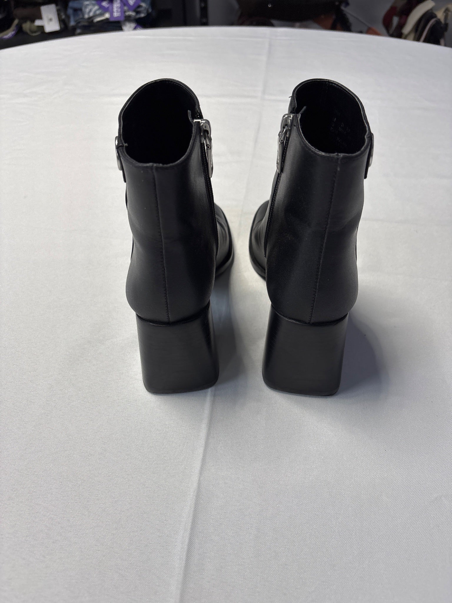 Coach Black Logo Badge Block Heel Boots – Circle
