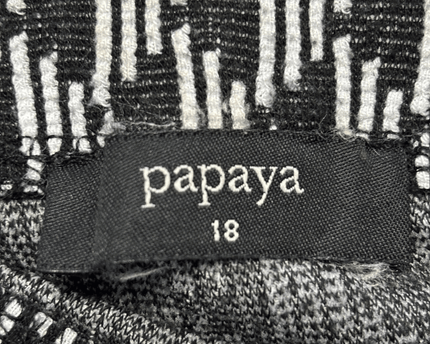 Papaya Black and White Geometric Jacquard Midi Skirt