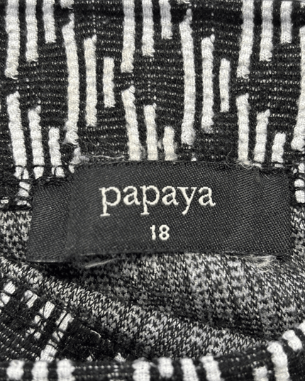 Papaya Black and White Geometric Jacquard Midi Skirt