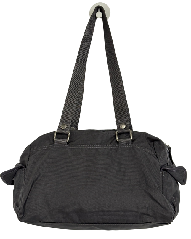 Fossil Black Nylon Silver Metal Logo & Utility Webbing Straps Bowler Bag