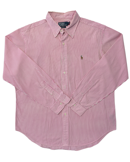 Ralph Lauren Classic Fit Pink & White Striped Oxford Shirt