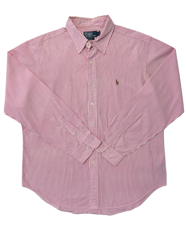 Ralph Lauren Classic Fit Pink & White Striped Oxford Shirt