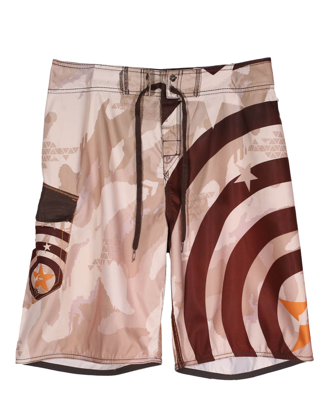 Quiksilver Camo-Star Beige & Brown Graphic Boardshorts