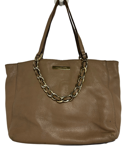 Michael Kors Taupe Leather Gold Chain Detail & Triple Compartment Tote Bag