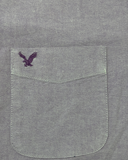 American Eagle Classic Fit Light Purple Short-Sleeve Oxford Shirt - L