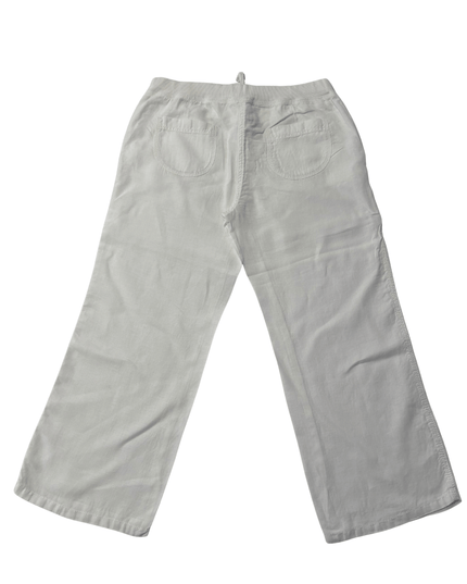M&S White Linen Wide Leg Drawstring Trousers