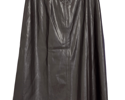 M&S Collection Faux Leather Panelled in Dark Chocolate Brown Midi Skirt | With Tags