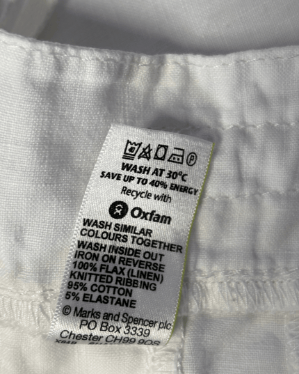 M&S White Linen Wide Leg Drawstring Trousers