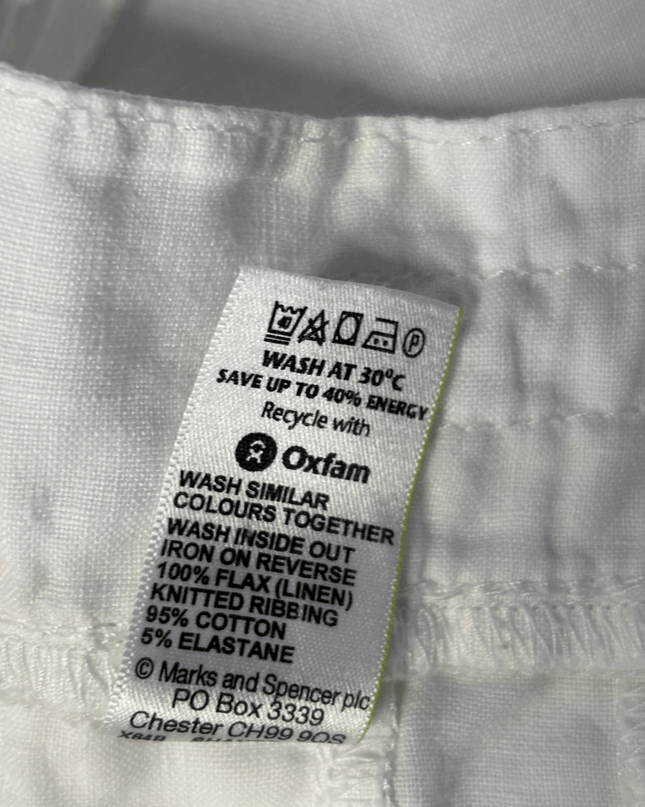 M&S White Linen Wide Leg Drawstring Trousers