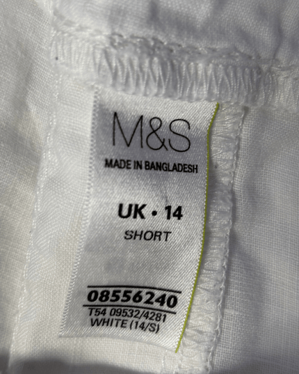 M&S White Linen Wide Leg Drawstring Trousers
