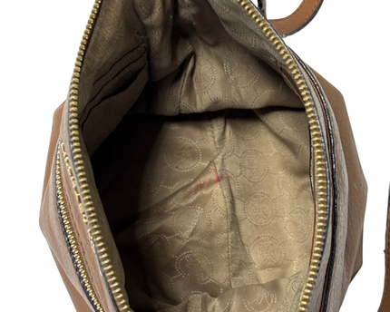 Michael Kors Brown Pebbled Leather Double Zip Crossbody Bag