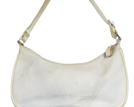 LACOSTE Vintage White Embossed Croc Baguette Shoulder Bag