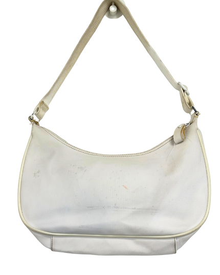 LACOSTE Vintage White Embossed Croc Baguette Shoulder Bag