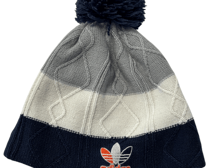 Adidas Trefoil Grey, White & Navy Cable Knit Pom Beanie
