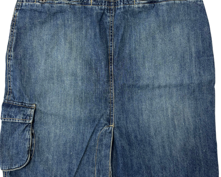 Tatuum Utility Y2K Mid-Wash Denim Cargo Pencil Skirt