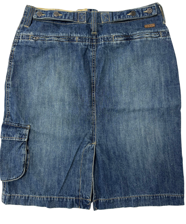 Tatuum Utility Y2K Mid-Wash Denim Cargo Pencil Skirt