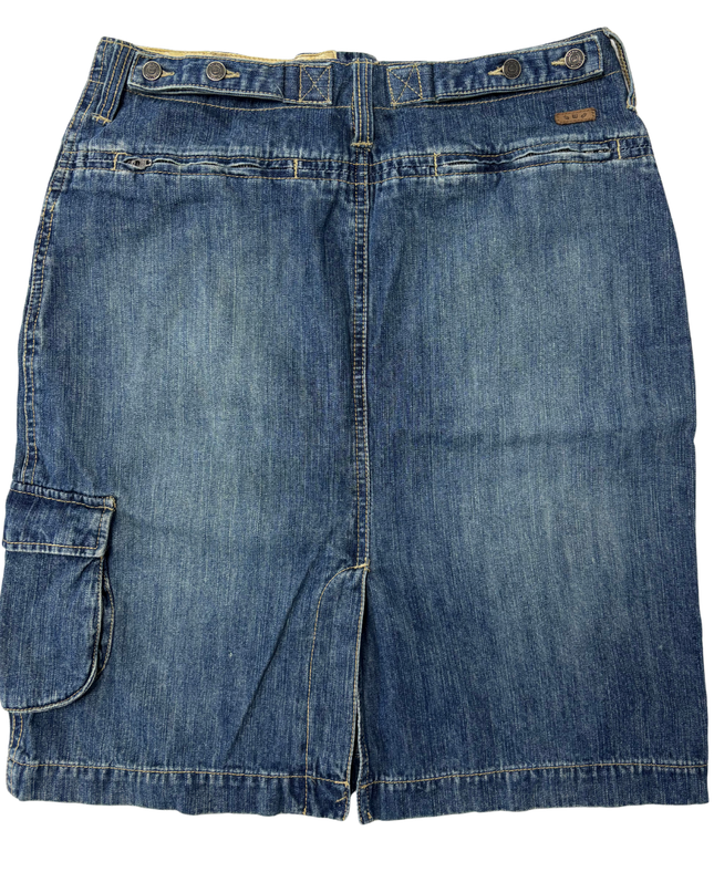 Tatuum Utility Y2K Mid-Wash Denim Cargo Pencil Skirt