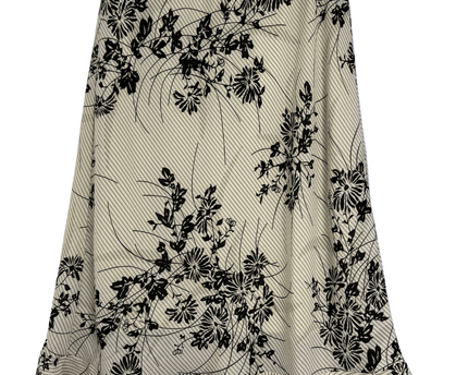 Jonathan Martin Studio Beige & Black Floral Ruffle Hem Midi Skirt