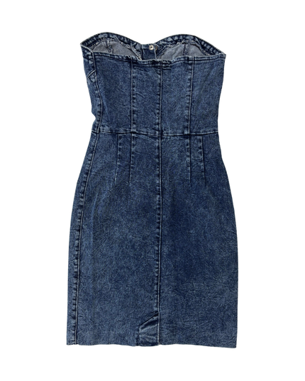 Fancy Hiss Blue Strapless Denim Bodycon Mini Dress - XXS
