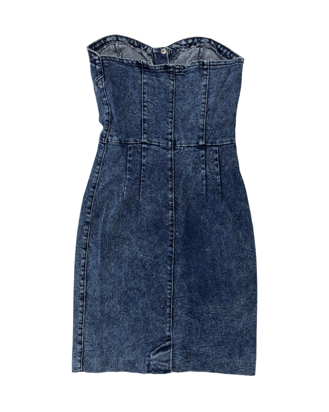 Fancy Hiss Blue Strapless Denim Bodycon Mini Dress - XXS