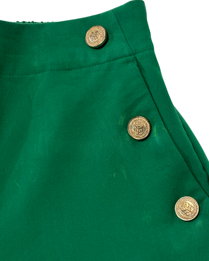 Zara High-Waisted with Gold Button Detail Green Trousers