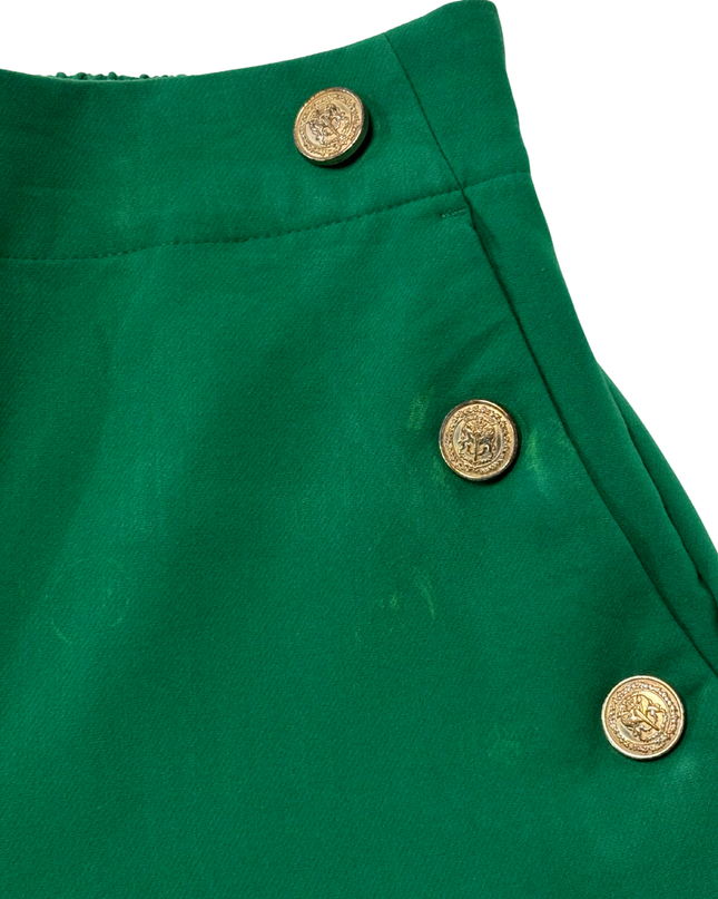 Zara High-Waisted with Gold Button Detail Green Trousers
