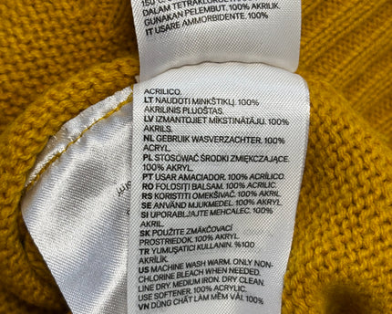 H&M Mustard Yellow Divided Crew Neck Knit Sweater