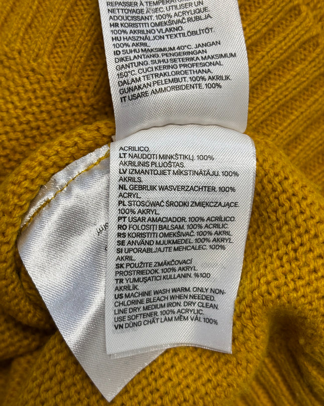 H&M Mustard Yellow Divided Crew Neck Knit Sweater