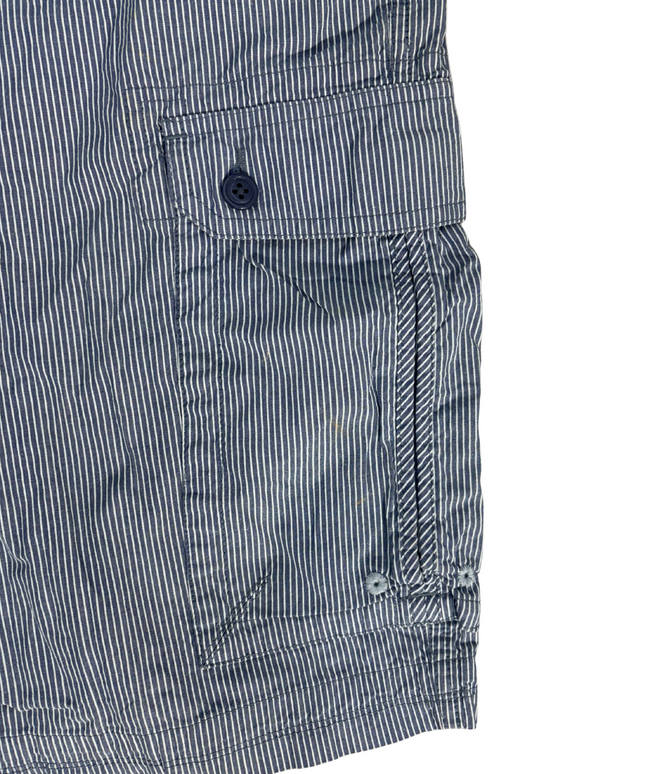 Marks & Spencer Striped Gray Cargo Shorts - XXL | Waist: 38"