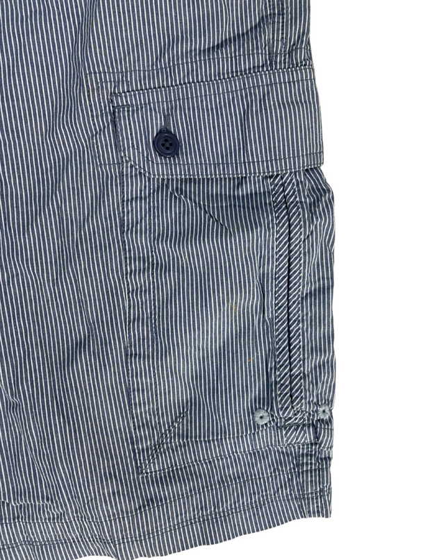 Marks & Spencer Striped Gray Cargo Shorts - XXL | Waist: 38"