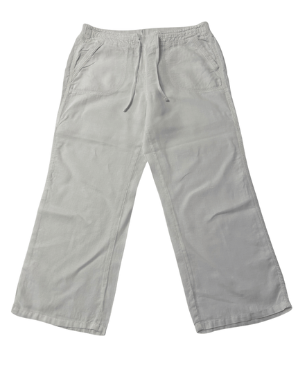 M&S White Linen Wide Leg Drawstring Trousers