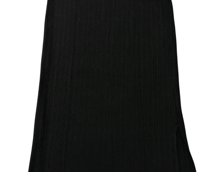 C&A Black Ribbed with Side Slit Midi Skirt