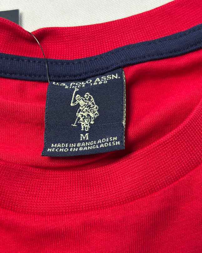 U.S. Polo Assn. Red Striped Sporty Cotton T-Shirt | With Tag