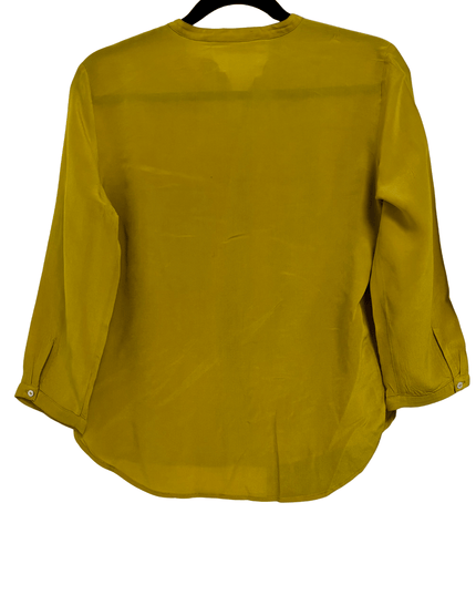 Zara Basic Mustard Yellow Button-Up with Chest Pocket Blouse