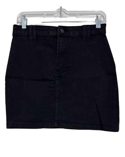 PrettyLittleThing Black High-Waist Denim Mini Skirt - M | Waist: 29"