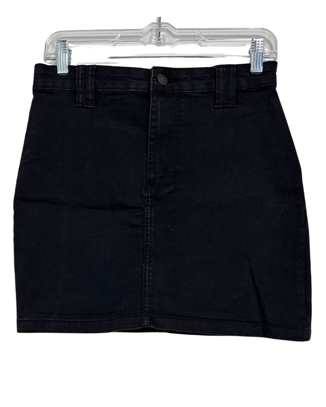 PrettyLittleThing Black High-Waist Denim Mini Skirt - M | Waist: 29"