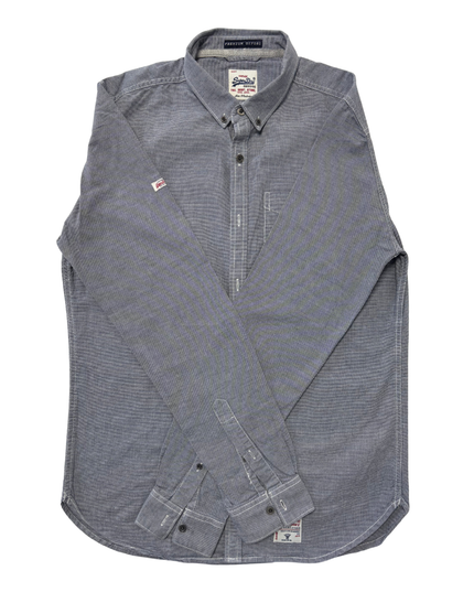 Superdry Vintage Premium Oxford Gray Long-Sleeve Shirt - M