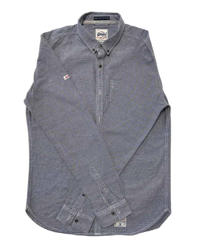 Superdry Vintage Premium Oxford Gray Long-Sleeve Shirt - M